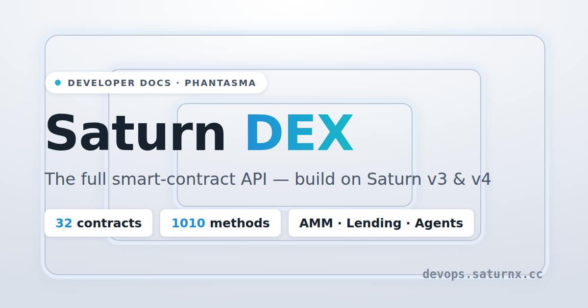 Saturn DEX Docs & API — Build DeFi on Phantasma (v3 & v4)